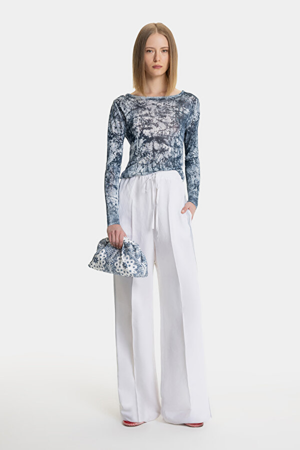 NAVY BLUE WIDE LEG TROUSERS