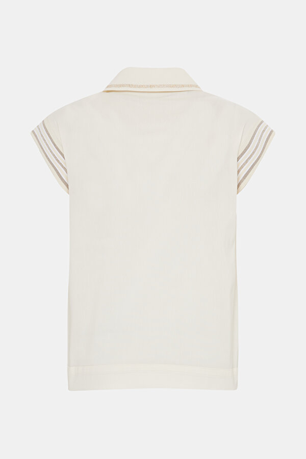 ECRU POLO NECK OFF THE SHOULDER BLOUSE 6