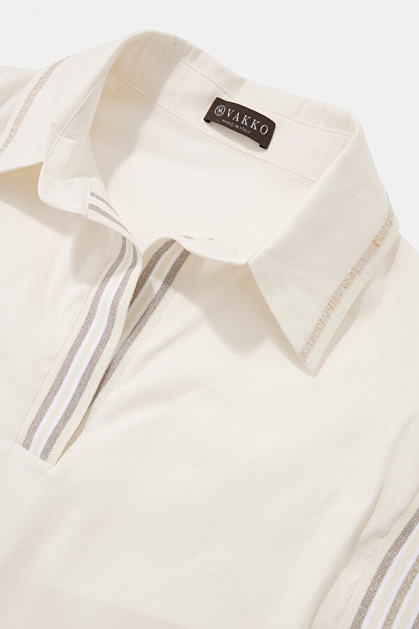 ECRU POLO NECK OFF THE SHOULDER BLOUSE 7
