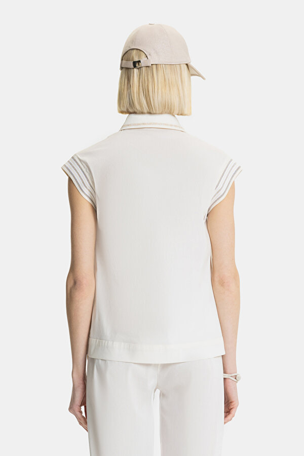 ECRU POLO NECK OFF THE SHOULDER BLOUSE 2