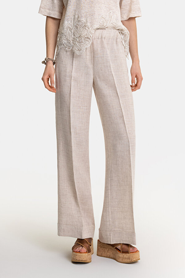 BEIGE WIDE LEG TROUSERS 2