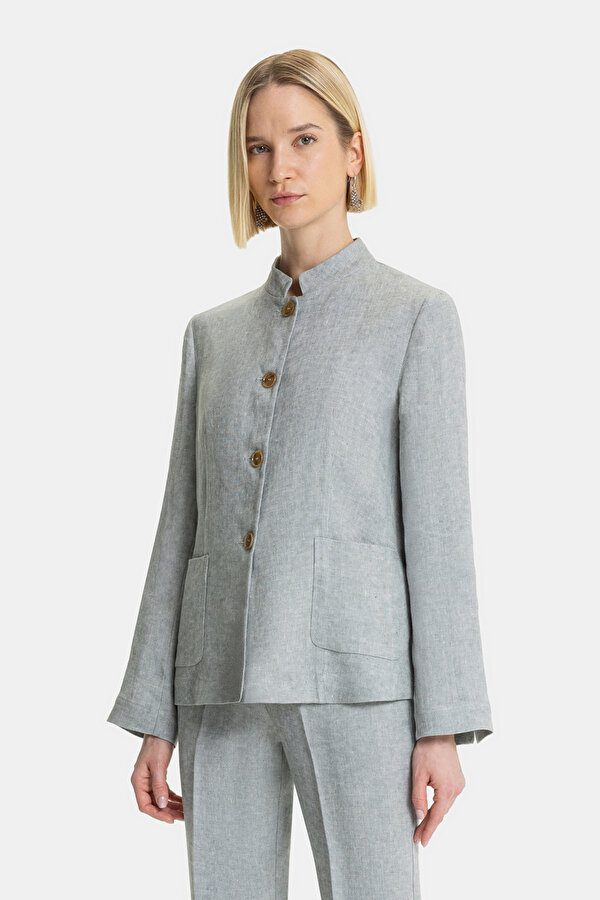 ECRU MANDARIN COLLAR JACKET