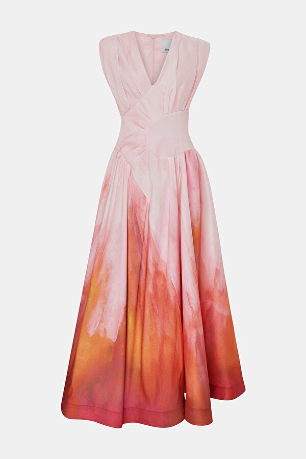 DARK PINK DEGRADE DESIGN MAXI DRESS