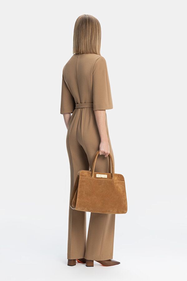 CAMEL CLEAVAGE 3/4 SLEEVES JUMPSUIT 2