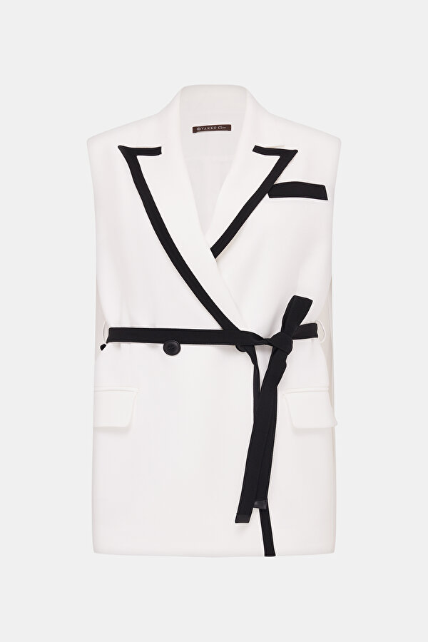BLACK SURPLICE NECKLINE (CROSS-OVER NECKLINE) VEST