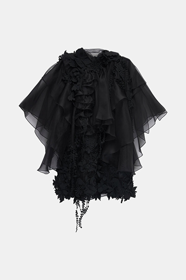 BLACK TULLE, NET, GAUZE DRESS