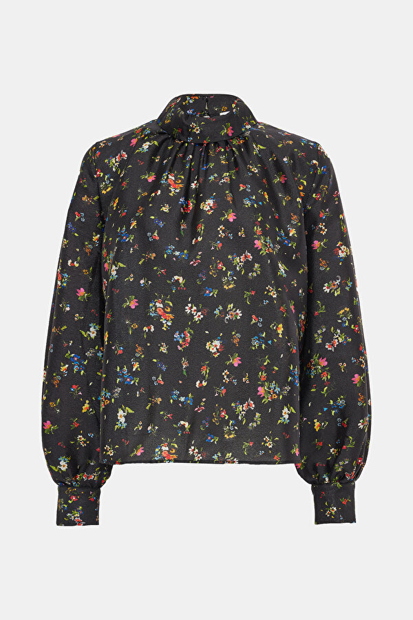 MULTICOLOR FLORAL PATTERN LONG SLEEVE BLOUSE