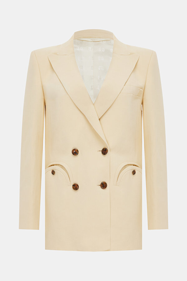 KREM DÜĞMELİ CEKET