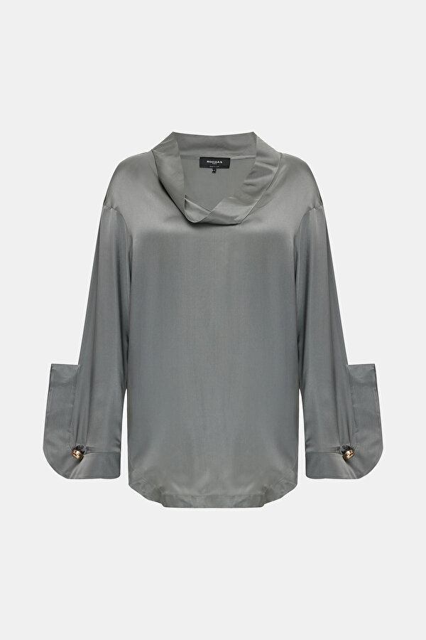 LIGHT GREY LONG SLEEVE BLOUSE