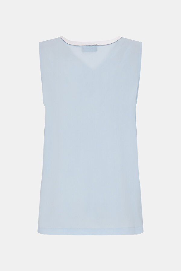BLUE V NECK SLEEVELESS BLOUSE 6