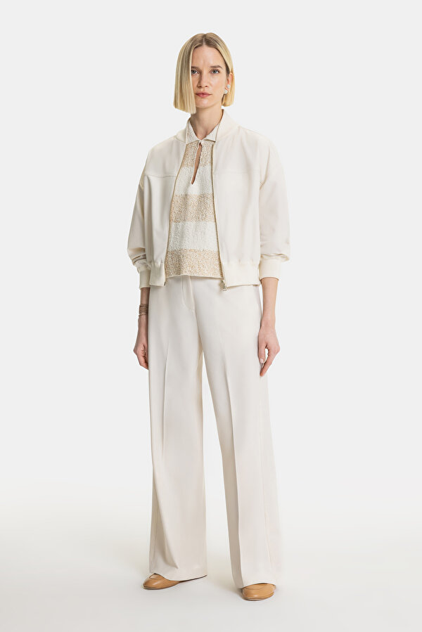 ECRU WIDE LEG TROUSERS