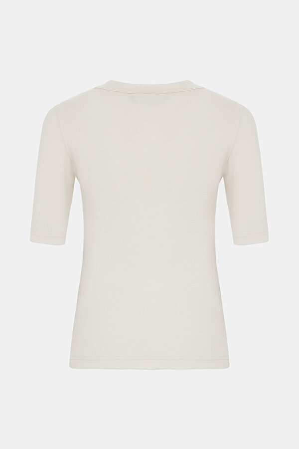ECRU BASIC / ROUND NECKLINE SHORT SLEEVE TSHIRT 6