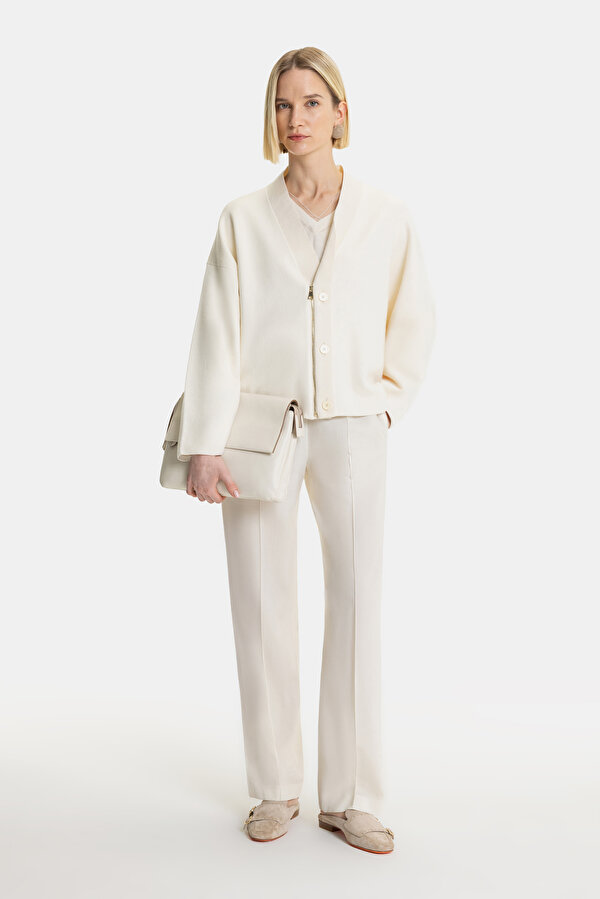 ECRU WIDE LEG TROUSERS