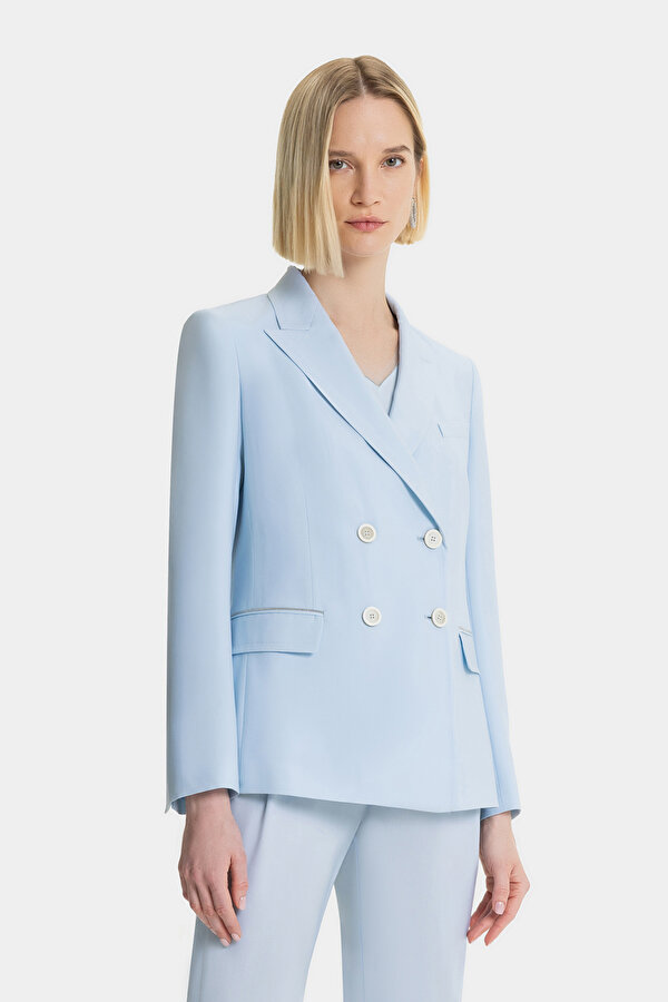 BLUE SURPLICE NECKLINE (CROSS-OVER NECKLINE) JACKET