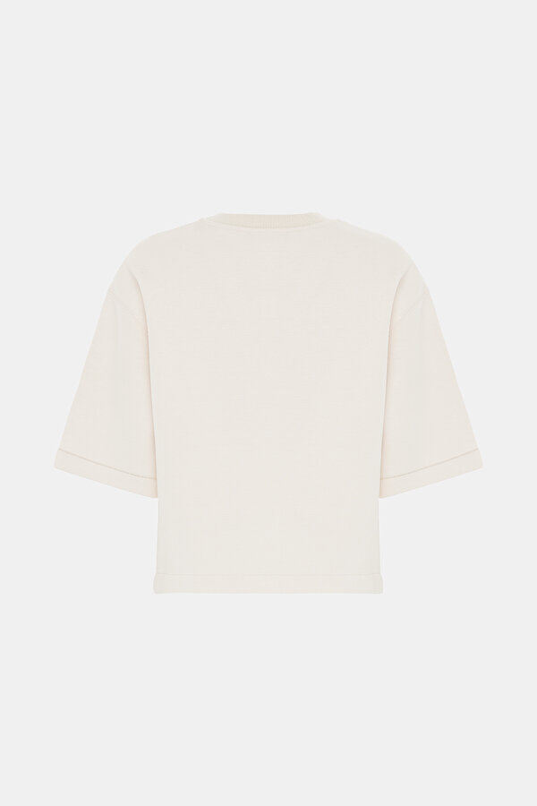 POWDER BASIC / ROUND NECKLINE SHORT SLEEVE BLOUSE 6