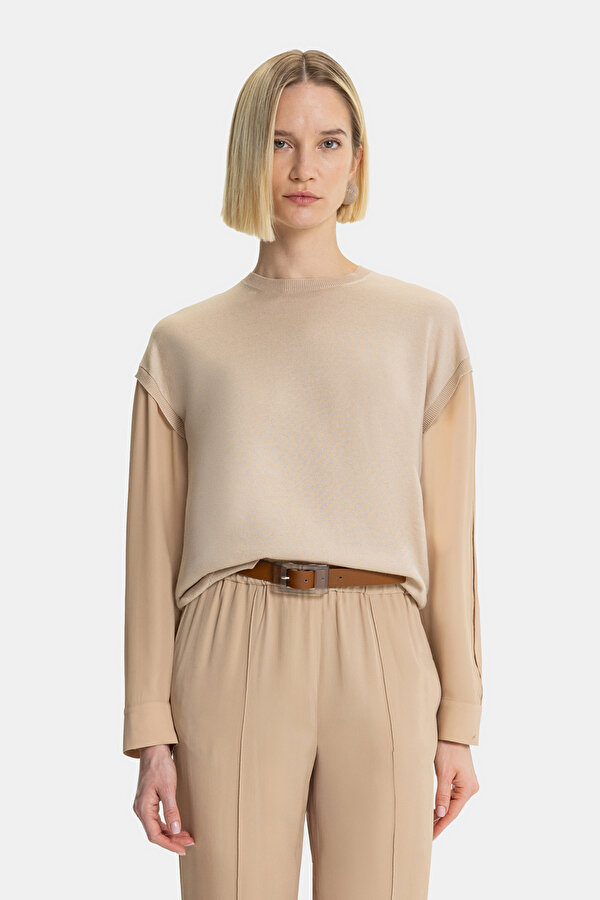 CAMEL BASIC / ROUND NECKLINE TRICOT