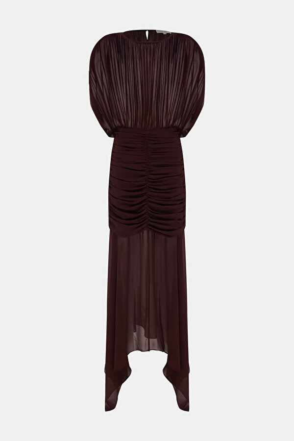 MAROON ASYMMETRİC DRESS