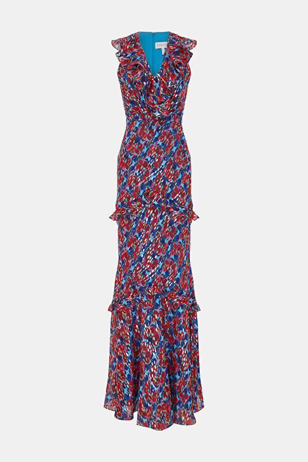 MULTİCOLOR DESİGN FİLLED MAXİ DRESS
