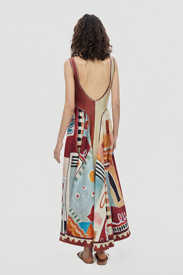 MULTICOLOR DESIGN FILLED MIDI DRESS 2