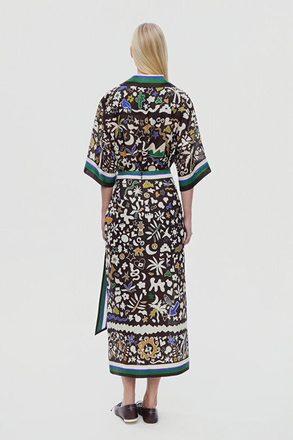MULTICOLOR DESIGN FILLED LINEN SKIRT 2