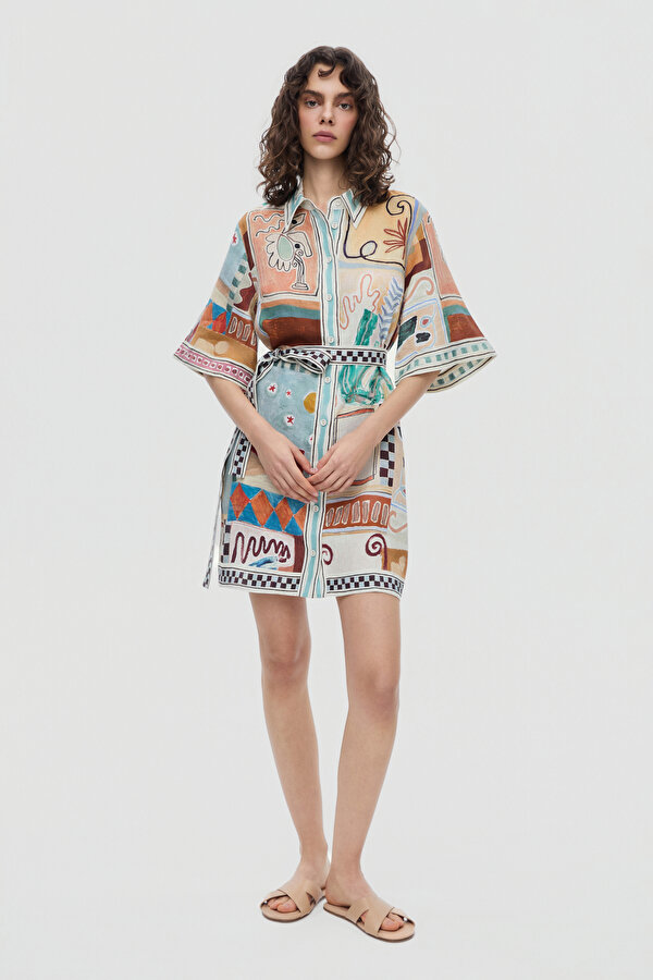 MULTICOLOR DESIGN FILLED MINI DRESS