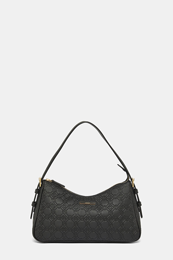 BLACK MONOGRAM LEATHER BAG