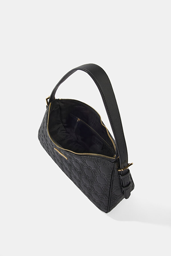 BLACK MONOGRAM LEATHER BAG 6