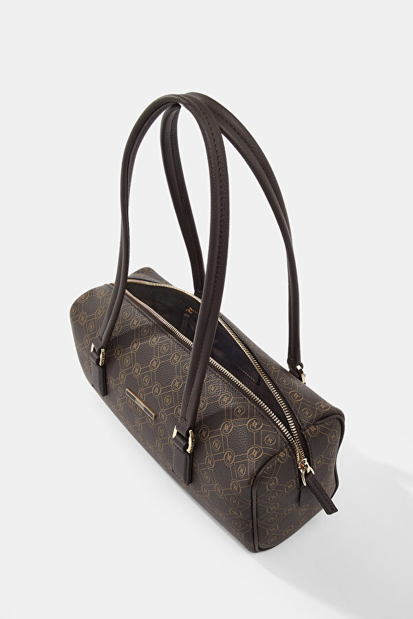 BEIGE MONOGRAM LEATHER BAG 6