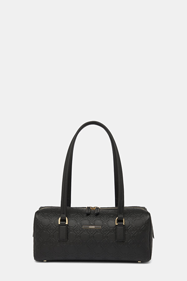 BLACK MONOGRAM LEATHER BAG