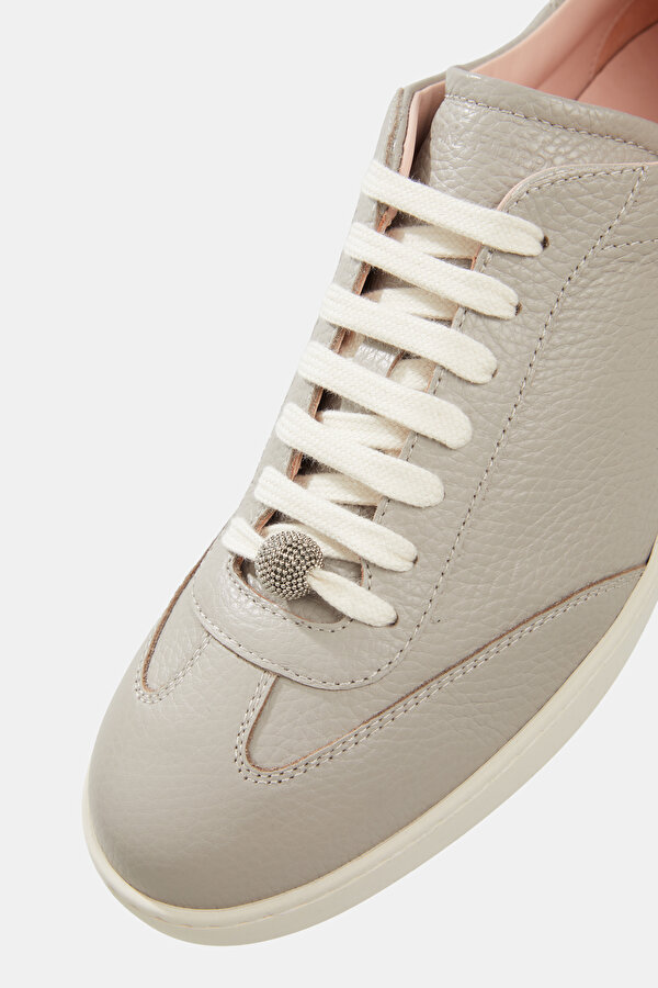 LIGHT GREY LEATHER SNEAKER KADIN 6