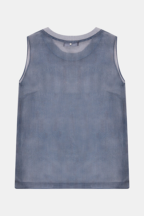 GREY BASIC / ROUND NECKLINE SLEEVELESS BLOUSE 6