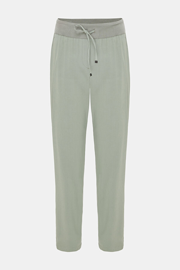 KHAKI WIDE LEG TROUSERS
