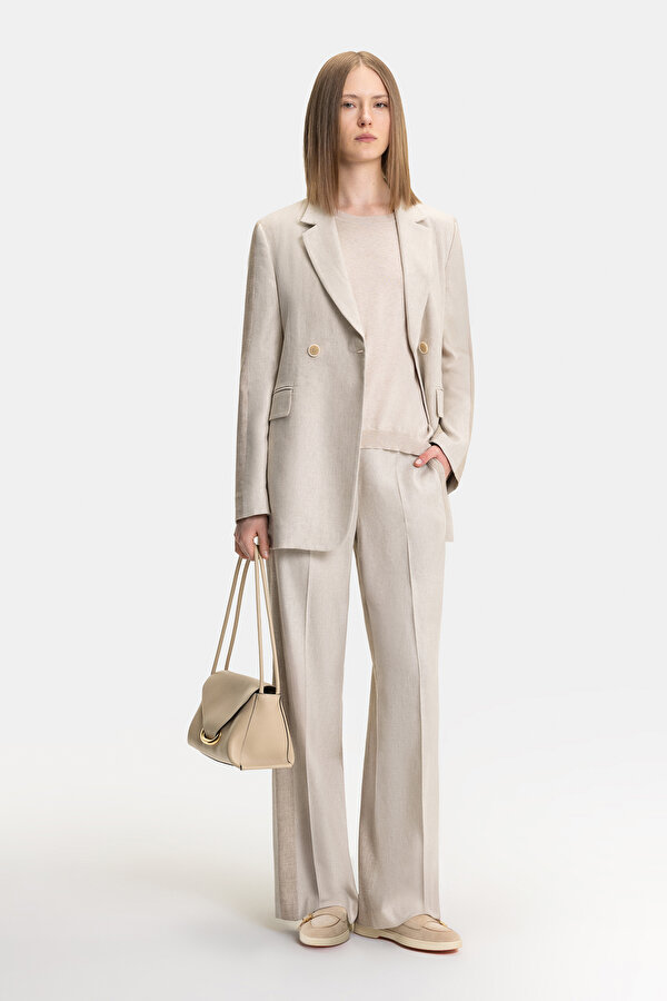 BEIGE WIDE LEG TROUSERS