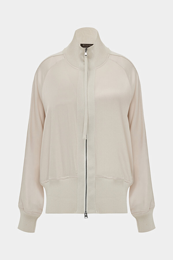 BEIGE UPRIGHT COLLAR SWEATSHIRT 7