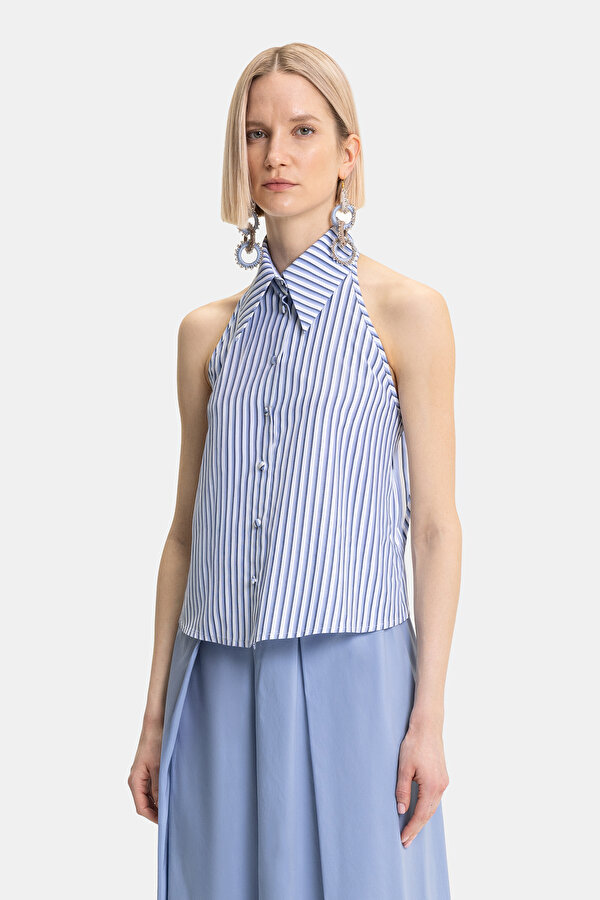 NAVY BLUE SLEEVELESS SHIRT