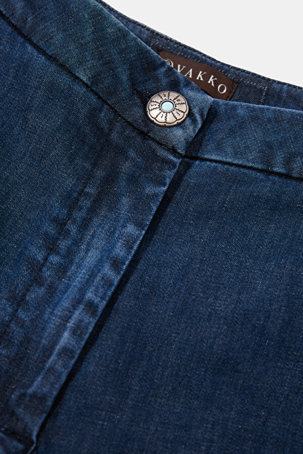 LACİVERT BOL PAÇA DENIM PANTOLON 6