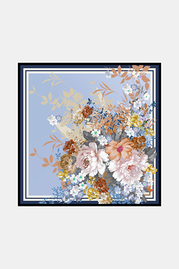 DARK SALMON FLORAL PATTERN TWILL SCARF