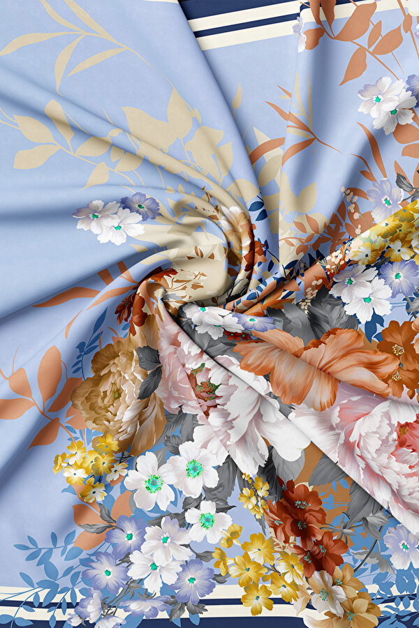 DARK SALMON FLORAL PATTERN TWILL SCARF 2