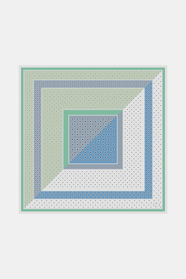 LIGHT GREEN GEOMETRIC DESIGN TWILL SCARF