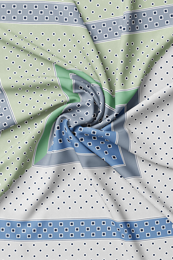 LIGHT GREEN GEOMETRIC DESIGN TWILL SCARF 2