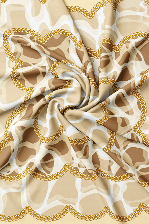 LIGHT CAMEL ANIMAL FIGURED TWILL SCARF 2