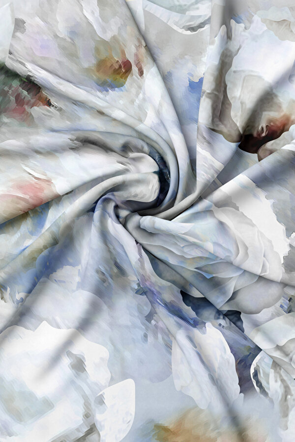 BLUE FLORAL PATTERN TWILL SCARF 2