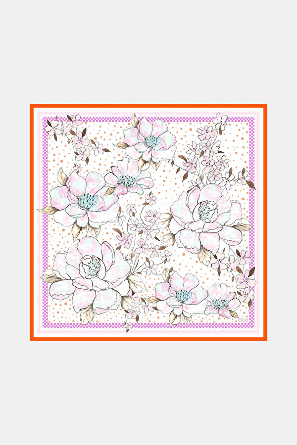 FUCHSIA FLORAL PATTERN TWILL SCARF