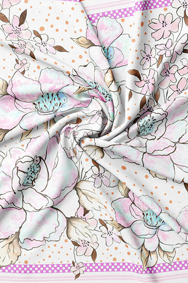FUCHSIA FLORAL PATTERN TWILL SCARF 2