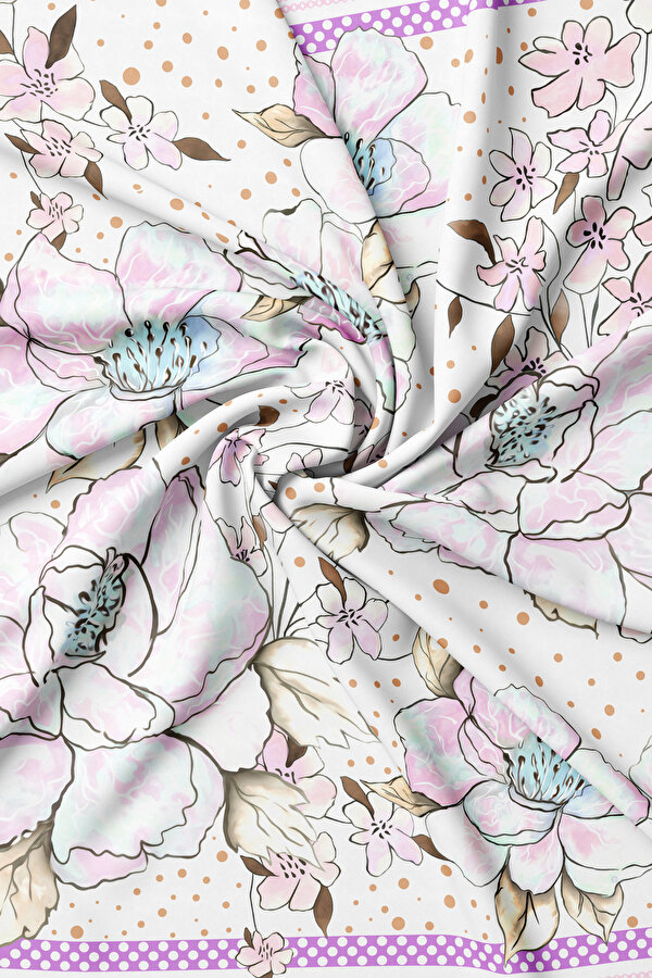 FUCHSIA FLORAL PATTERN TWILL SCARF 2