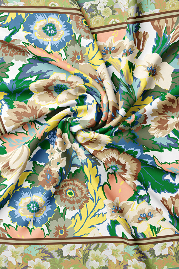 BLUE FLORAL PATTERN TWILL SCARF 2