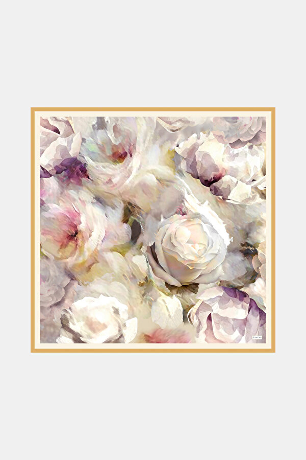 MINK FLORAL PATTERN TWILL SCARF