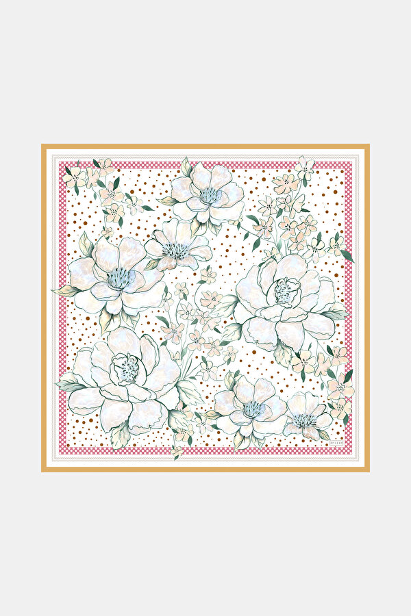 DRIED ROSE FLORAL PATTERN TWILL SCARF