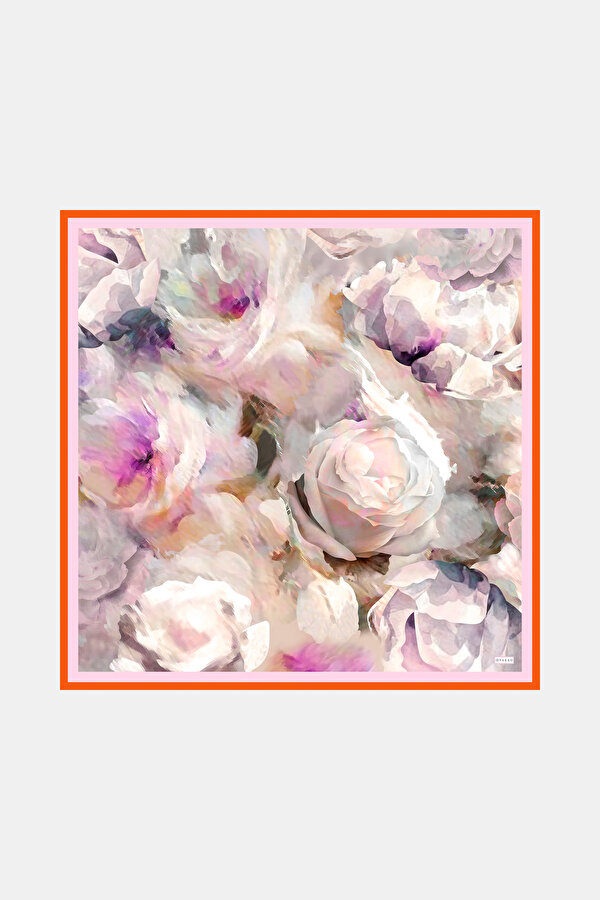 LIGHT PINK FLORAL PATTERN TWILL SCARF