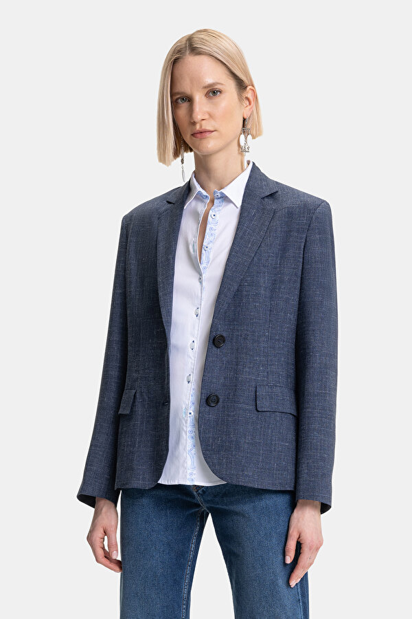 NAVY BLUE SHAWL COLLAR JACKET